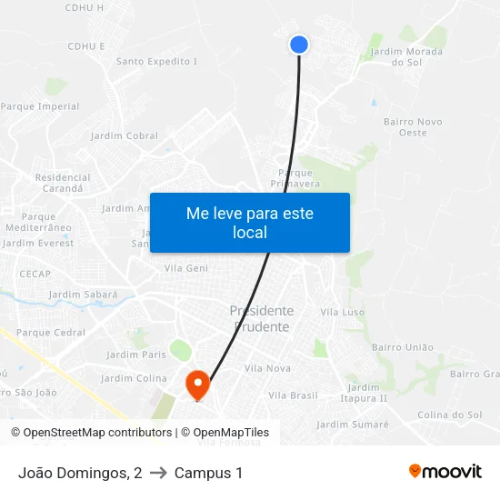 João Domingos, 2 to Campus 1 map