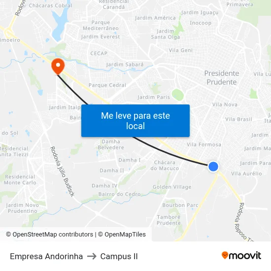 Empresa Andorinha to Campus  II map