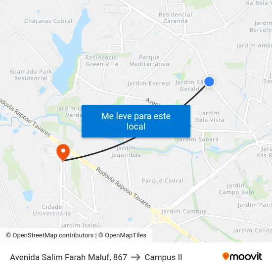 Avenida Salim Farah Maluf, 867 to Campus  II map