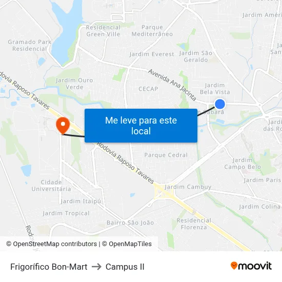 Frigorífico Bon-Mart to Campus  II map