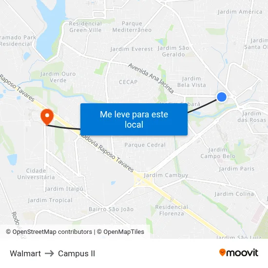 Walmart to Campus  II map