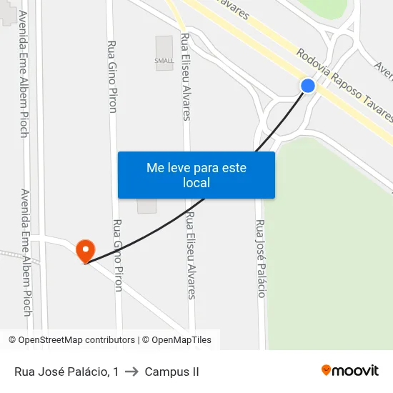 Rua José Palácio, 1 to Campus  II map