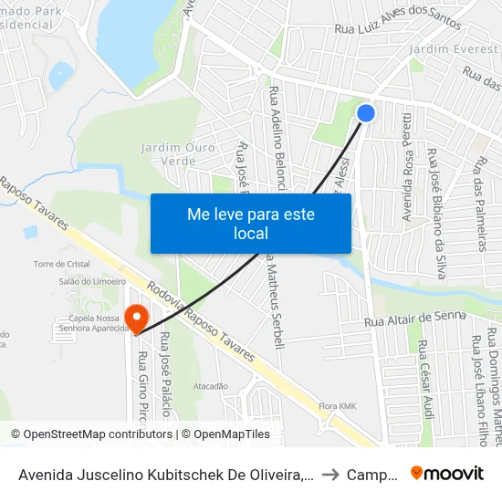 Avenida Juscelino Kubitschek De Oliveira, 5178-5242 to Campus  II map