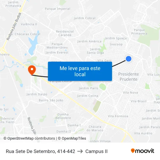 Rua Sete De Setembro, 414-442 to Campus  II map