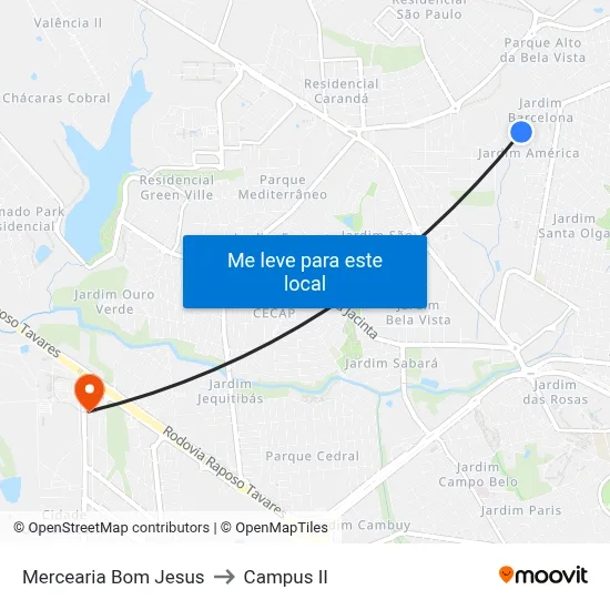 Mercearia Bom Jesus to Campus  II map