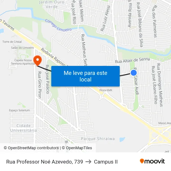 Rua Professor Noé Azevedo, 739 to Campus  II map