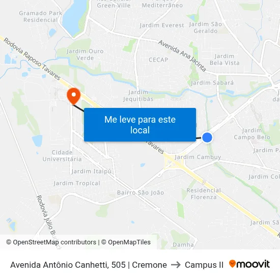 Avenida Antônio Canhetti, 505 | Cremone to Campus  II map