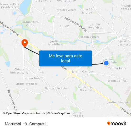 Morumbi to Campus  II map