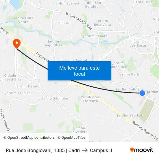 Rua Jose Bongiovani, 1385 | Cadri to Campus  II map