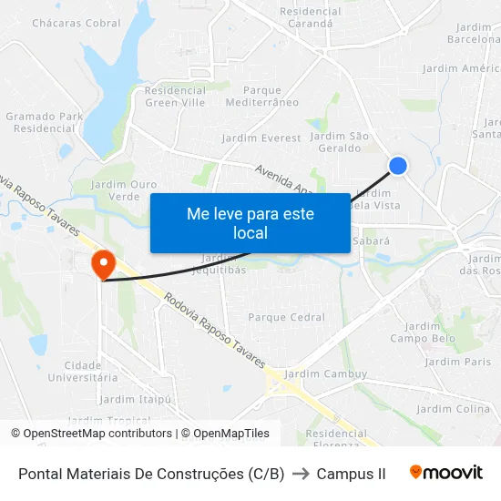 Pontal Materiais De Construções (C/B) to Campus  II map