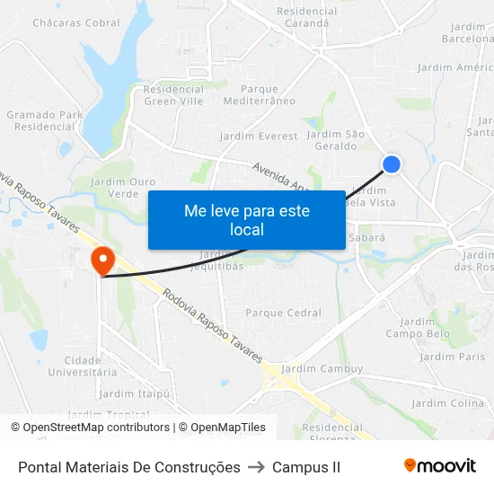 Pontal Materiais De Construções to Campus  II map