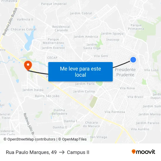 Rua Paulo Marques, 49 to Campus  II map