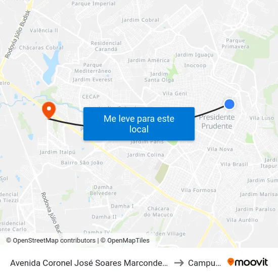 Avenida Coronel José Soares Marcondes, 220 to Campus  II map