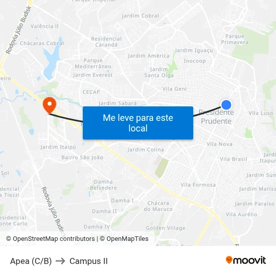 Apea (C/B) to Campus  II map