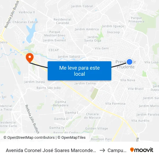 Avenida Coronel José Soares Marcondes, 749 to Campus  II map
