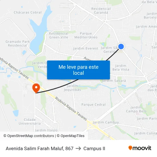 Avenida Salim Farah Maluf, 867 to Campus  II map