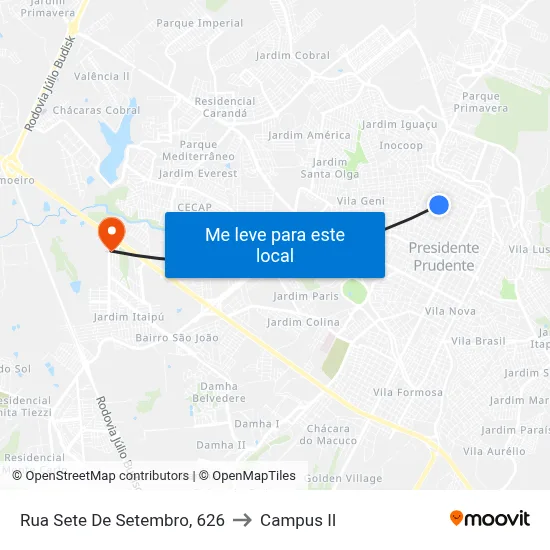 Rua Sete De Setembro, 626 to Campus  II map