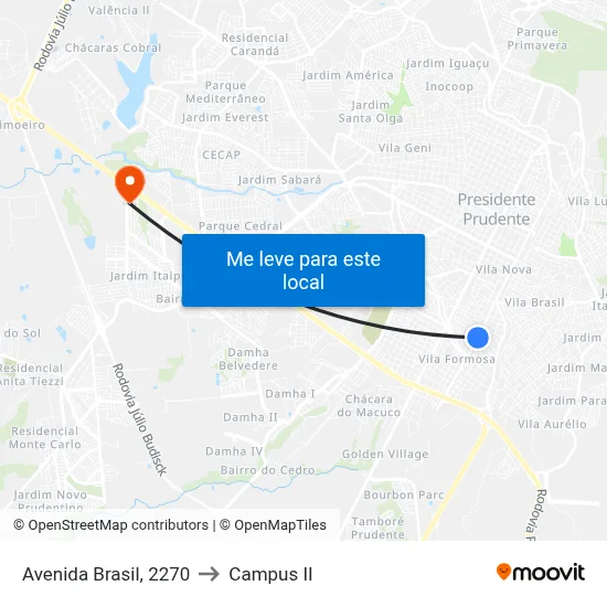 Avenida Brasil, 2270 to Campus  II map