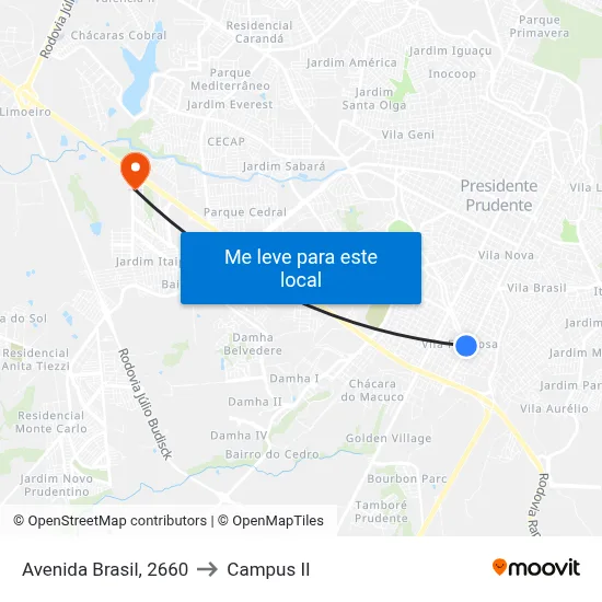 Avenida Brasil, 2660 to Campus  II map
