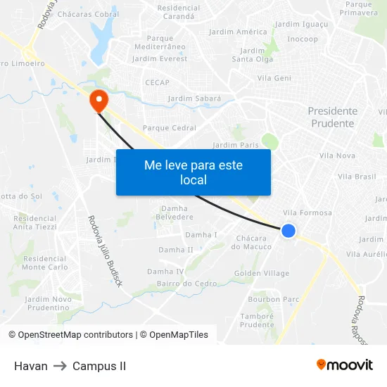 Havan to Campus  II map