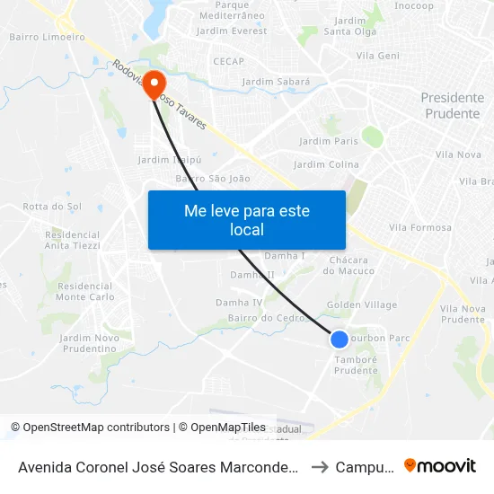 Avenida Coronel José Soares Marcondes, 5910 to Campus  II map
