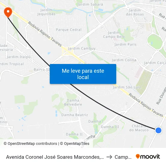 Avenida Coronel José Soares Marcondes, 4527-4629 to Campus  II map