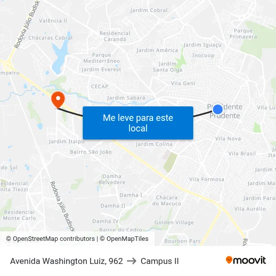 Avenida Washington Luiz, 962 to Campus  II map