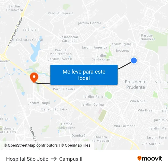 Hospital São João to Campus  II map