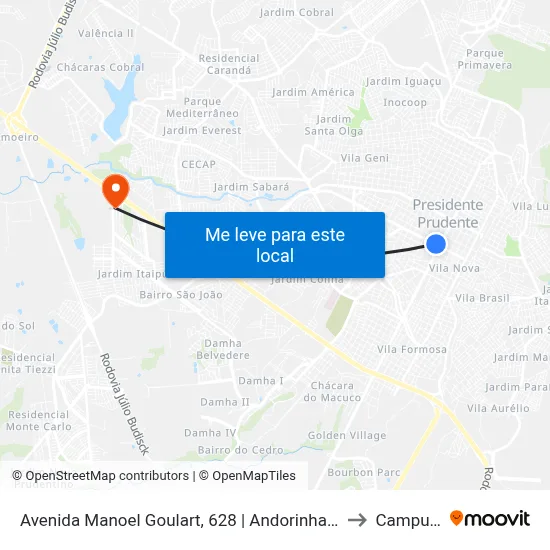 Avenida Manoel Goulart, 628 | Andorinha Vendas to Campus  II map