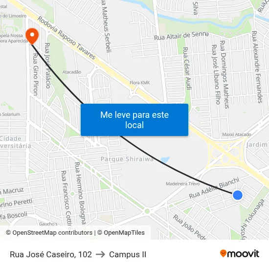 Rua José Caseiro, 102 to Campus  II map