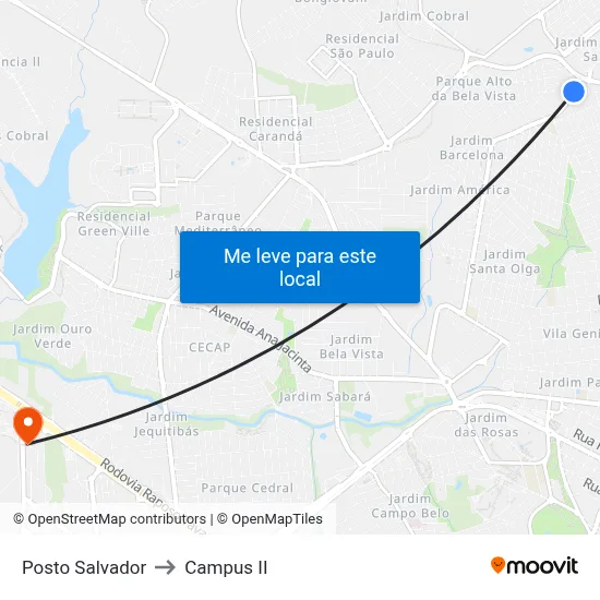 Posto Salvador to Campus  II map