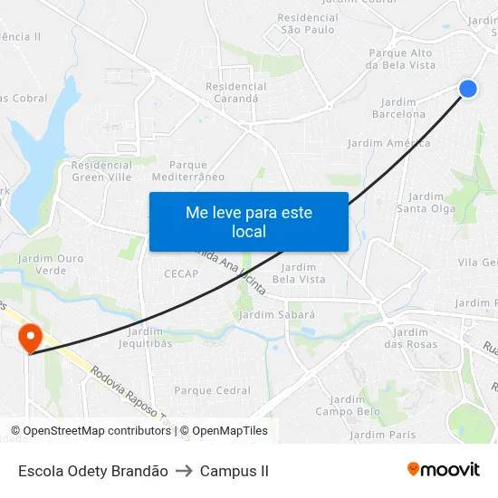 Escola Odety Brandão to Campus  II map