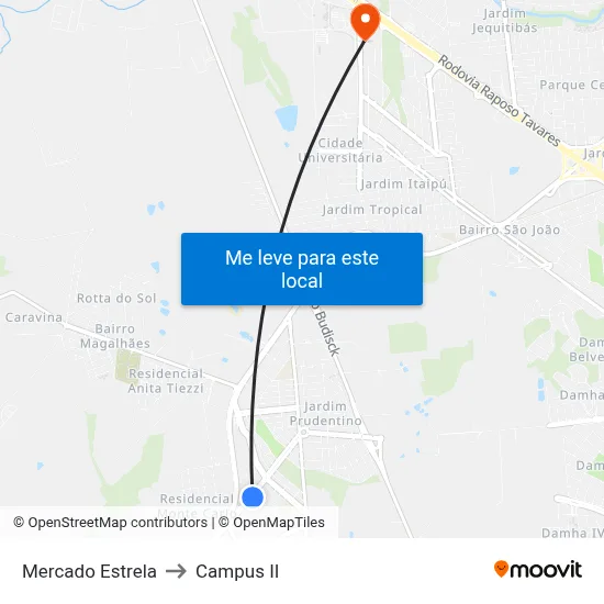 Mercado Estrela to Campus  II map