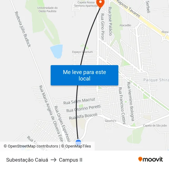 Subestação Caiuá to Campus  II map