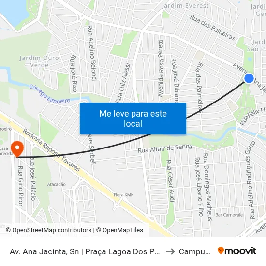 Av. Ana Jacinta, Sn | Praça Lagoa Dos Patos to Campus  II map