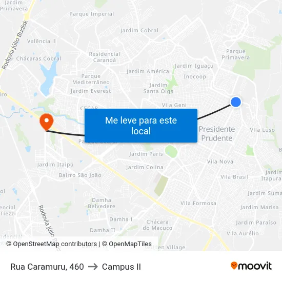 Rua Caramuru, 460 to Campus  II map