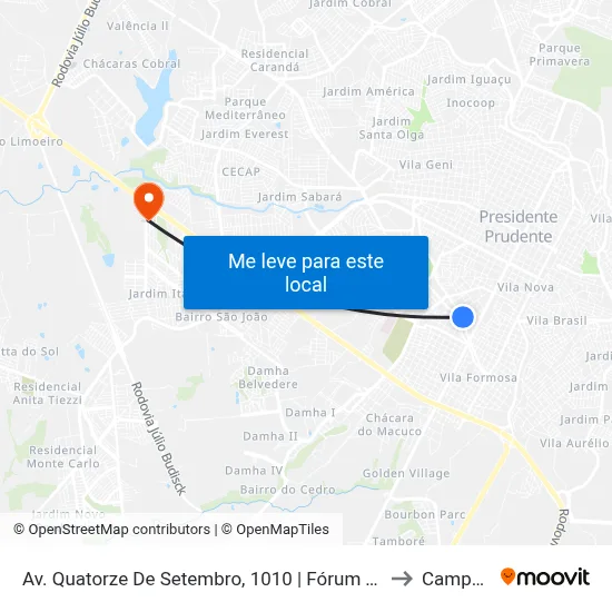 Av. Quatorze De Setembro, 1010 | Fórum Trabalhista to Campus  II map