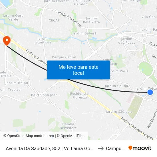 Avenida Da Saudade, 852 | Vó Laura Gourmet to Campus  II map