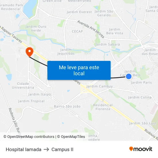Hospital Iamada to Campus  II map