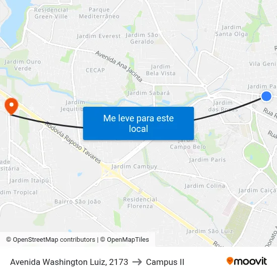 Avenida Washington Luiz, 2173 to Campus  II map
