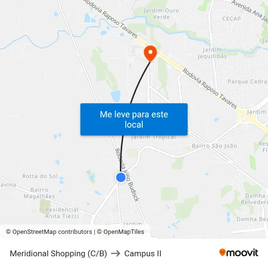 Meridional Shopping (C/B) to Campus  II map