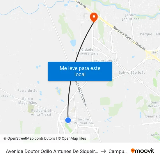 Avenida Doutor Odilo Antunes De Siqueira, 243 to Campus  II map