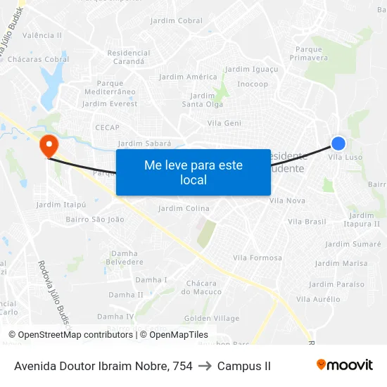 Avenida Doutor Ibraim Nobre, 754 to Campus  II map