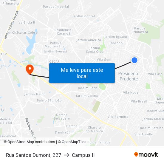 Rua Santos Dumont, 227 to Campus  II map