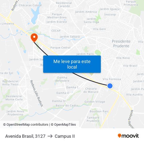 Avenida Brasil, 3127 to Campus  II map