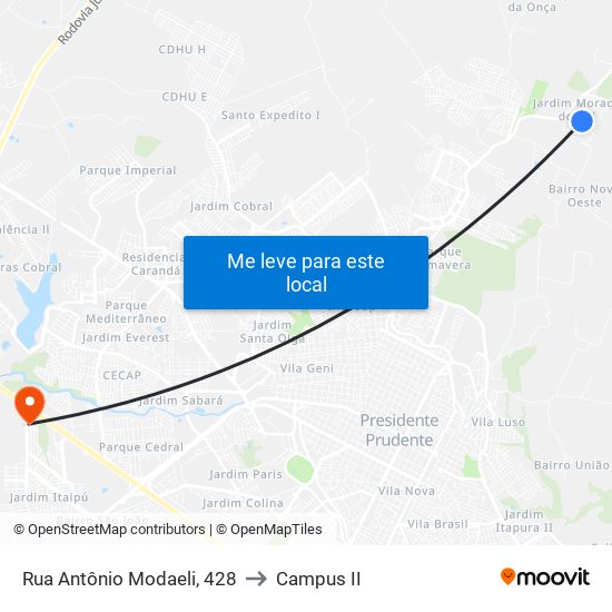 Rua Antônio Modaeli, 428 to Campus  II map