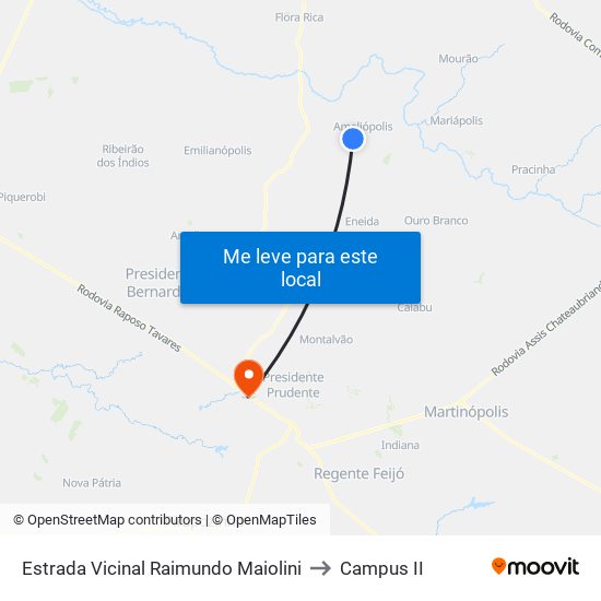 Estrada Vicinal Raimundo Maiolini to Campus  II map