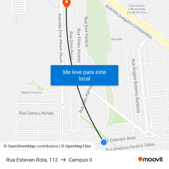 Rua Estevan Rota, 112 to Campus  II map