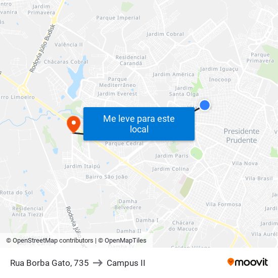 Rua Borba Gato, 735 to Campus  II map