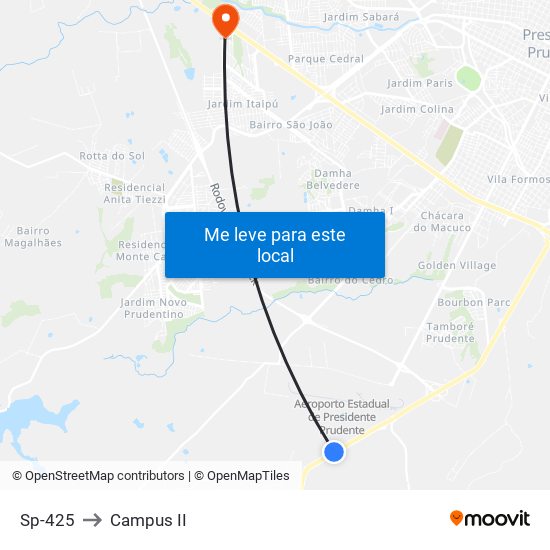 Sp-425 to Campus  II map